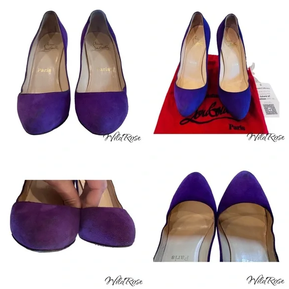 CHRISTIAN LOUBOUTIN New Declic Velours Purple Suede Pumps SZ 37